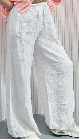 Stoffhose Gummizug EG 36-46 neu Musselin 100% Baumwolle weis