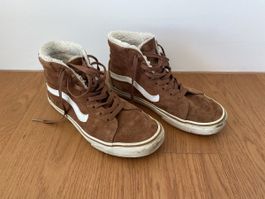 Vans Sk8-Hi Brown Suede Sherpa Lined Sneakers US Men 8.5