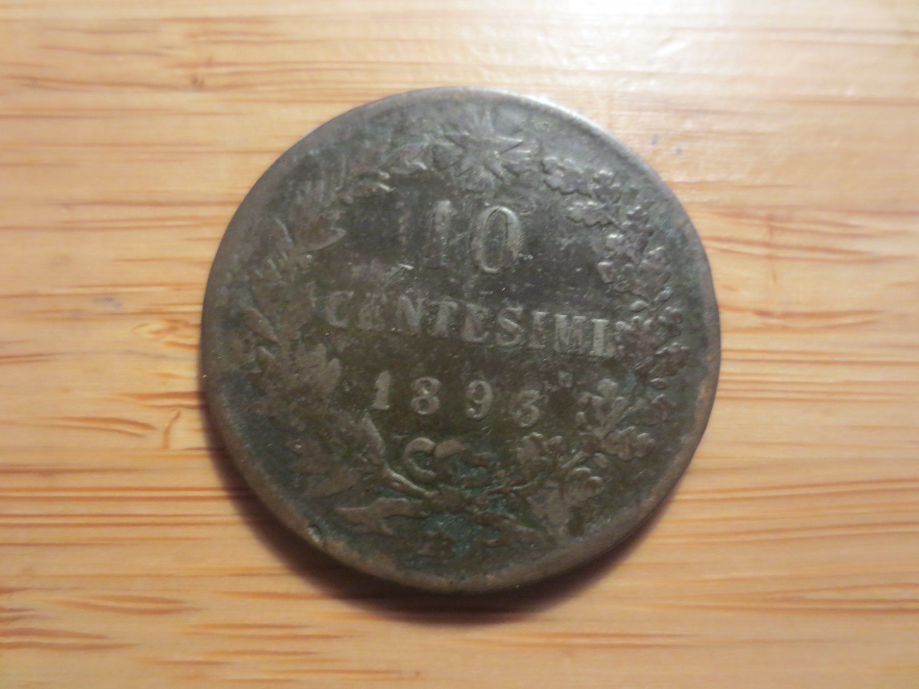 Alle Münzen: Münze 10 Centimes, Italien, 1893 – Gebraucht aus Weier im Emmental von waefler03