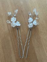 Braut Haarnadeln, Blumen mit Perlen, 2 Stk. - Neu!