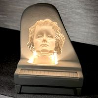 Ancienne Lampe Sculpture 3D BEETHOVEN piano en plâtre