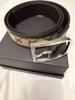 Cintura Gucci GG Monogram Pelle Marrone Argento Taglia 85 us
