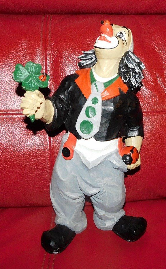Figuren: Glücksbringer Gilde-Clown, H 32 cm, Handmade, – Gebraucht aus Villnachern von Schnugelchen