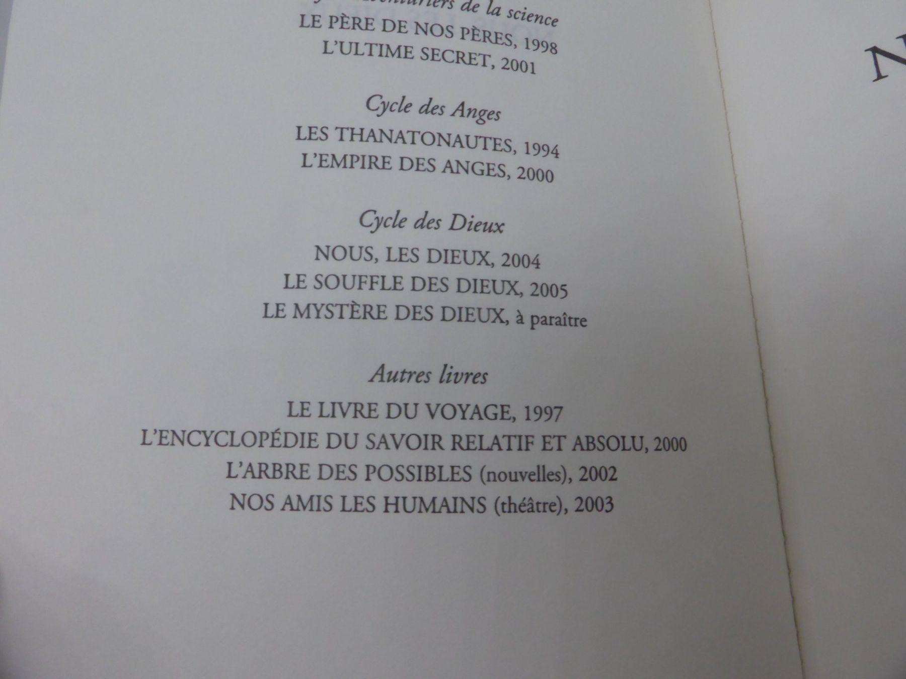 Bücher: Bernard Werber - Nous les dieux - 2004 – Gebraucht aus Porrentruy von Kim017 2