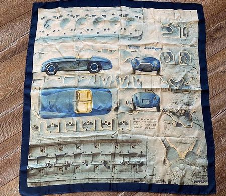 Ferrari Formula One Silk Scarf Carre 1960s Carozzeria Extra