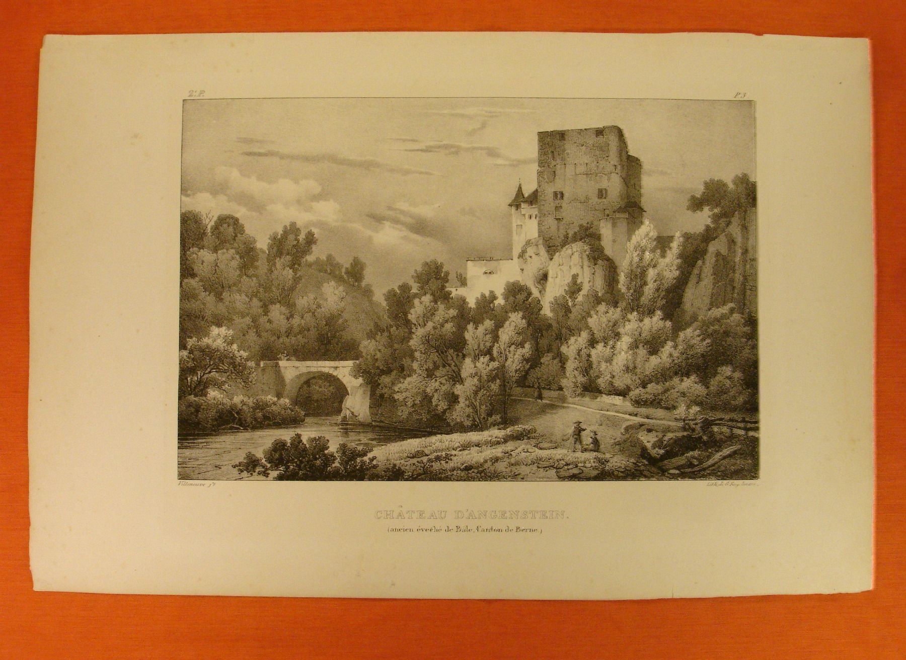 Grafica & Litografie: CHÂTEAU D'ANGENSTEIN, LITHOGRAPHIE – Usato da Grüningen venduto da Kartensammler 1