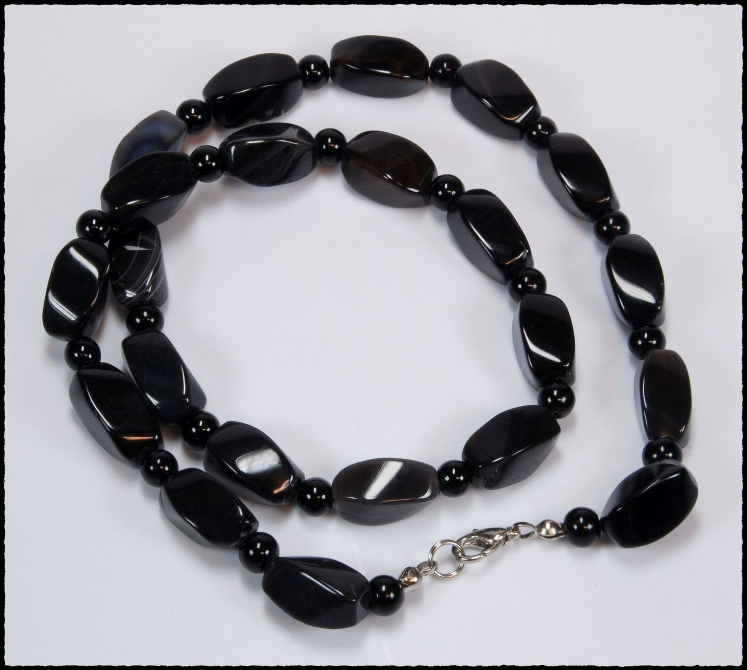 Catenine: Schwarze Achat Kette ca. 52cm – Nuovo e nell'imballaggio originale da Oberglatt ZH venduto da Goldfee1 1