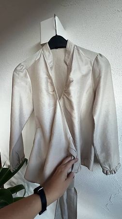 Wickelbluse aus Wildseide Champagnerfarben Gr. 38/40