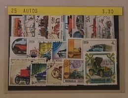 25 verschiedene Auto-Briefmarken
