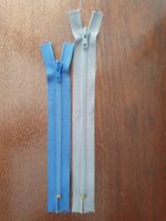 Reißverschluss 2-Set: 1x 22 cm blau, 1x 26 cm grau