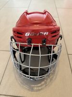 Bauer RE-AKT 100 YTH Eishockey Helm mit Gitter rot