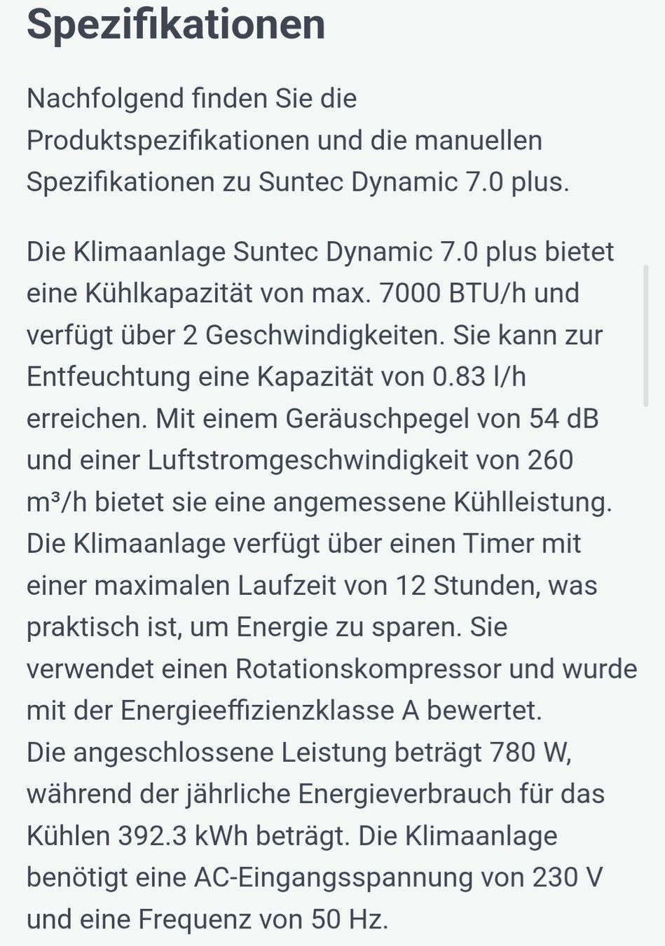 Climatiseurs: Mobiles Klimagerät Suntec Dynamik 7.0 plus – D'occasion à Russikon par Wuwei 5