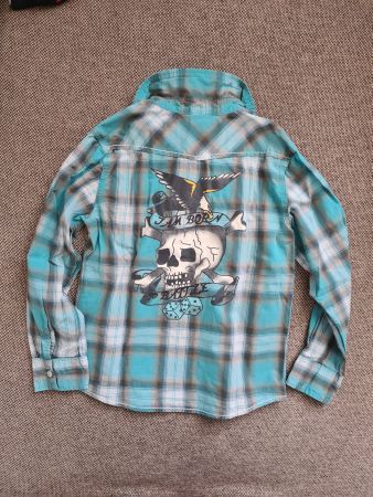 Cooles Kinderhemd mit Totenkopf Gr. 128