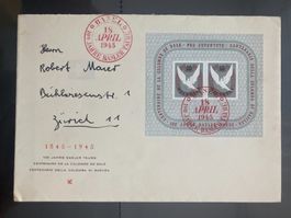 Schweiz 1945 Sonderstempel 100 J. Basler Taube Block