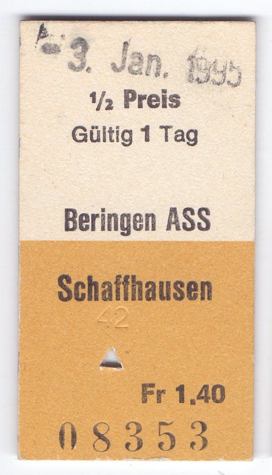 Biglietti: Billette Beringen ASS - Schaffhausen – Usato da Langenthal venduto da Sammlungs_aus