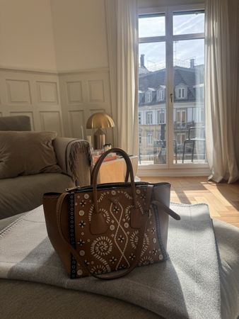Prada Handtasche Braun mit Stickerei - Guter Zustand!