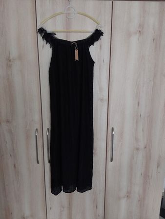 Sommerliches, schulterfreies, schwarzes Kleid, Grösse M