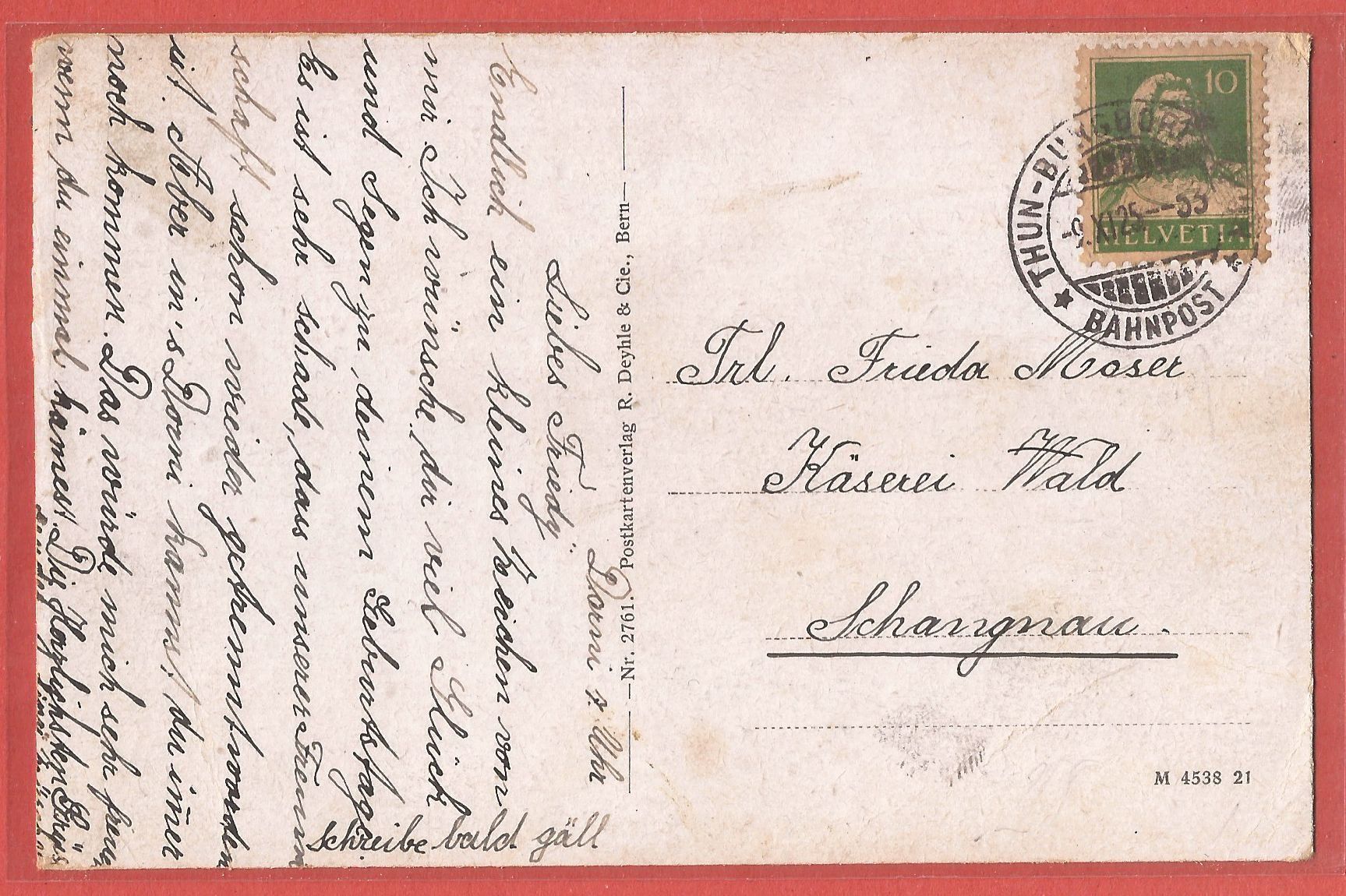 Cartoline postali: Walkringen - 1925 - schöner Bahnpost-Stempel – Usato da Fislisbach venduto da Porano 1