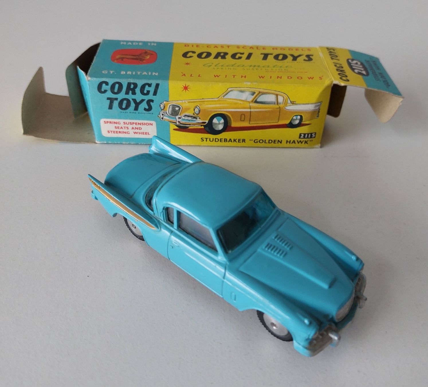 Corgi Toys Modellini d'auto: Corgi Toys 211S  Studebaker Golden Hawk  mit Original Box – Nuovo e nell'imballaggio originale da Schenkon venduto da Elbarto007 1