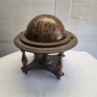 Antiker Globus, Holz, Sammlerstück, Vintage Deko