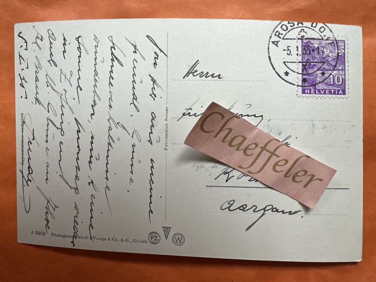 Cartoline postali: 1935 Arosa.  Rarität! – Usato da Zürich venduto da Chaeffeler 1