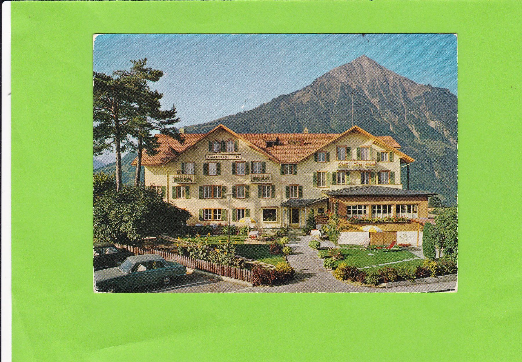 Cartoline postali: Hotel-Restaurant Baumgarten, Aeschi/Spiez--Oldtimer – Usato da St. Peterzell venduto da neckertal