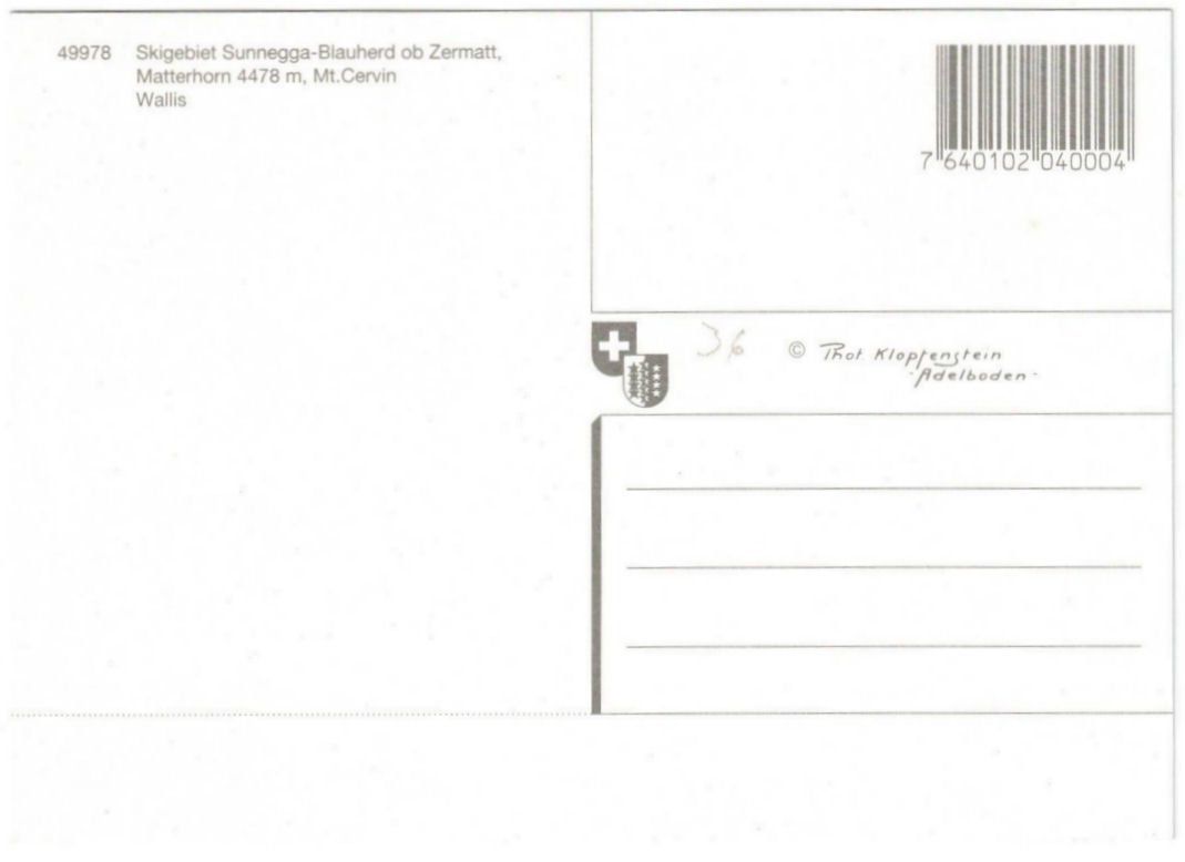 Cartoline postali: Zermatt - Kombibahn Sunnegga--Blauherd – Usato da Binningen venduto da Mountainrider 1