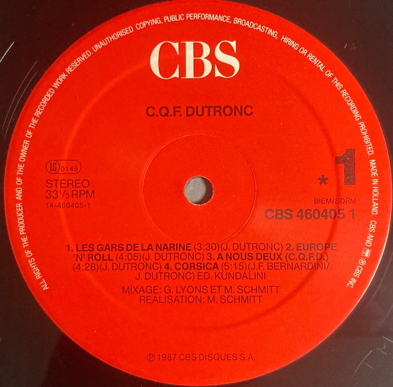 Vinyles: JACQUES DUTRONC - C.Q.F.D.DUTRONC – D'occasion à Poliez-Pittet par Newtown-Records 3