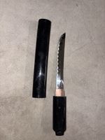 Messer mit Scheide Edelstahl gezackt schwarz