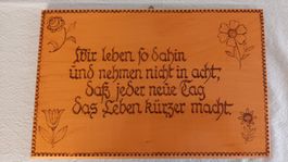 Holztafel Spruch "Wir leben so dahin und ... L 33 cm H 22 cm