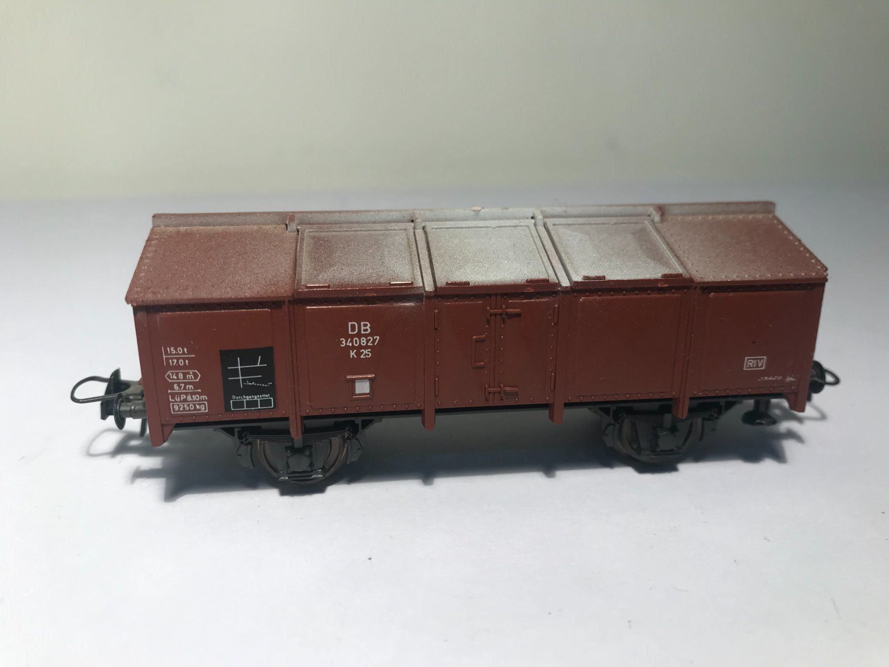 Roco Modellini di ferrovie: ROCO Klappdeckelwagen DB 4313 DC Achsen – Usato da Buchrain venduto da Modellbahn11 1