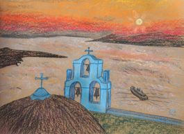Pastell Zeichnung: Südliche Landschaft II