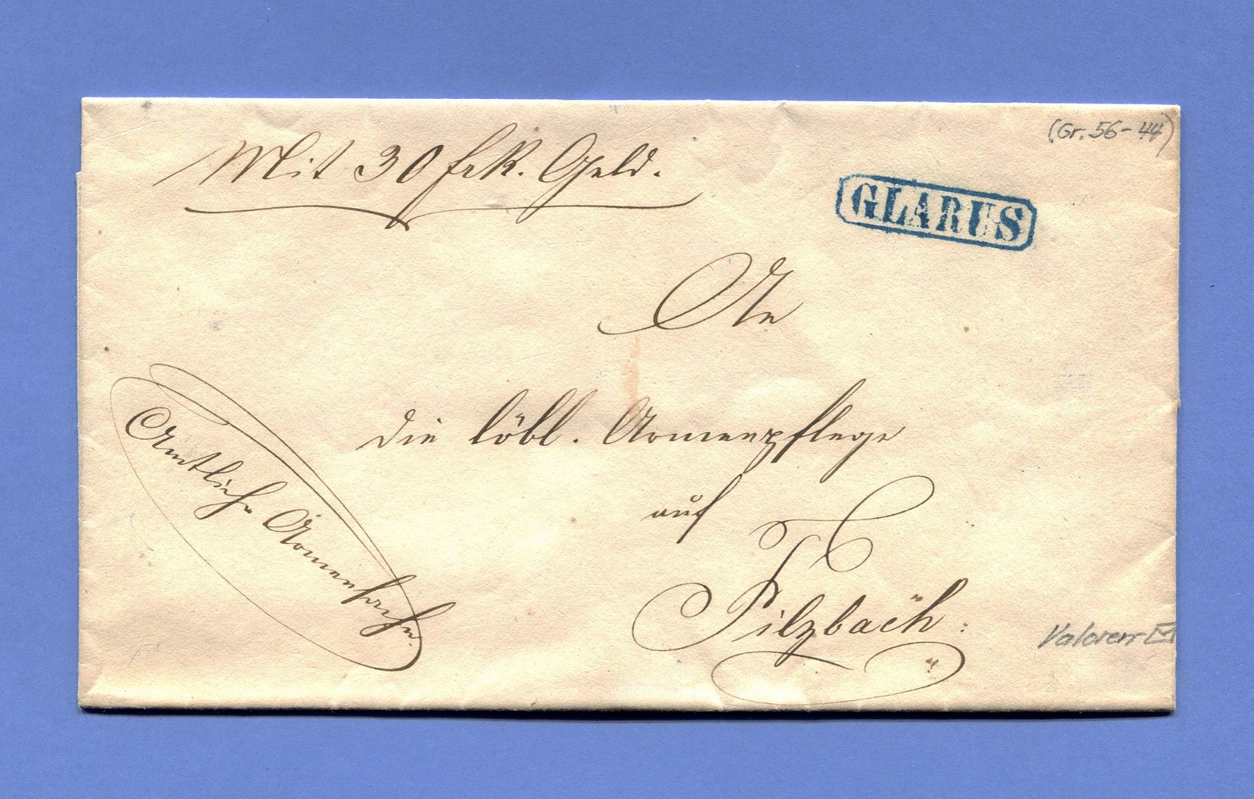 Timbri: Valorenbrief von Glarus nach Filzbach – Usato da Maggia venduto da philtrade