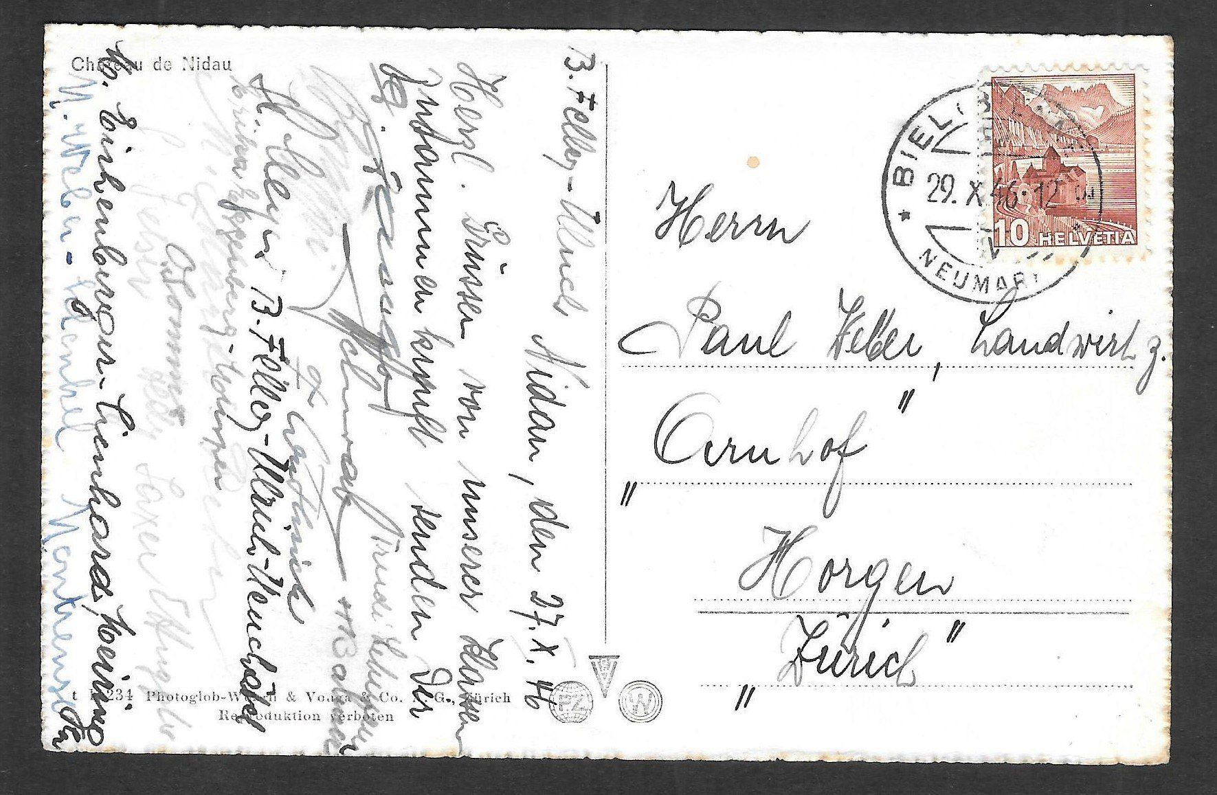 Cartoline postali: Nidau Teilansicht mit Schloss – Usato da Olten venduto da clotaldi 1