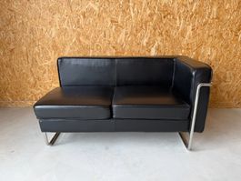 Retroeurope 2-Sitzer Sofa Leder & Chrom ähnlich Cassina