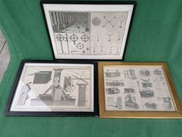 3 Historische Kupferstiche Technik gerahmt guter Zustand