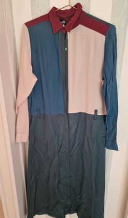 Robe chemisier longue multicolore, manches longues