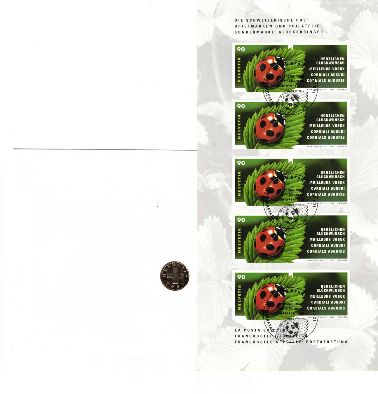Alle Münzen: Numisbrief mit Glücks 1 Räppler + Marken – Gebraucht aus Bottmingen von Golferin 1