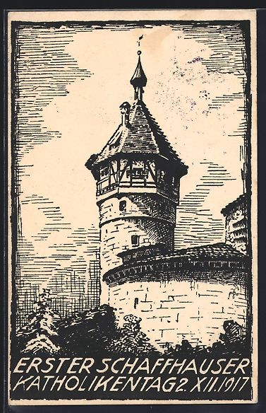 Cartoline postali: Schaffhausen, Erster Schaffhauser Kathol – Usato da Berlin venduto da bartko-reher
