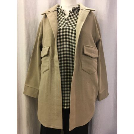 GWhite Übergangs Jacke ohne Verschluss Woll Mix beige Gr 38