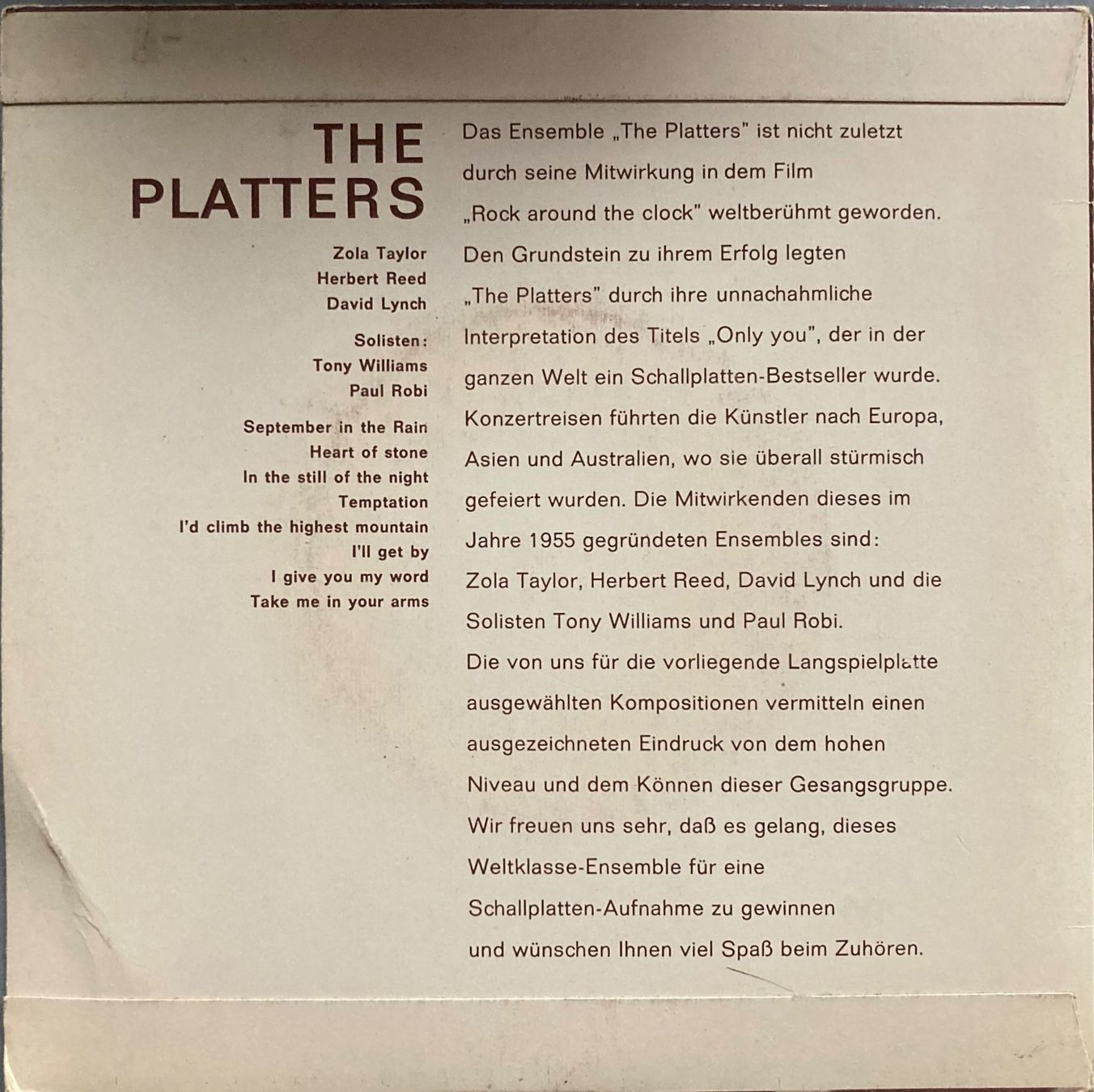 Dischi in vinile: THE PLATTERS - THE PLATTERS – Usato da Poliez-Pittet venduto da Newtown-Records 1