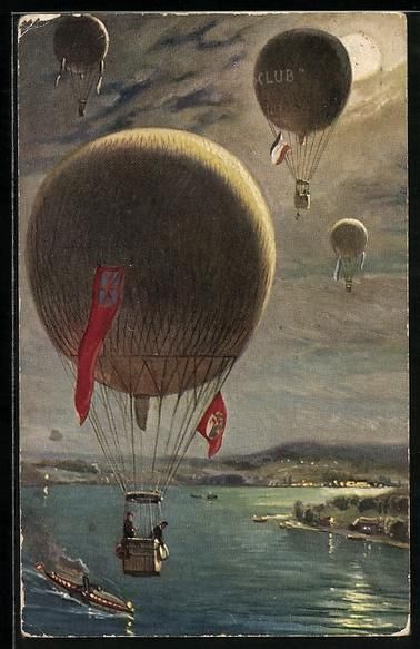 Photos & posters: Fessel-Ballons über einer Flusslandscha – D'occasion à Berlin par bartko-reher