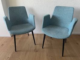 2 moderne Polsterstühle in Petrol/Türkis