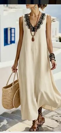 Kleid ärmellos lang beige Grösse XL NEU