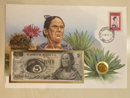 Banknotenbrief mit Münze - Mexico