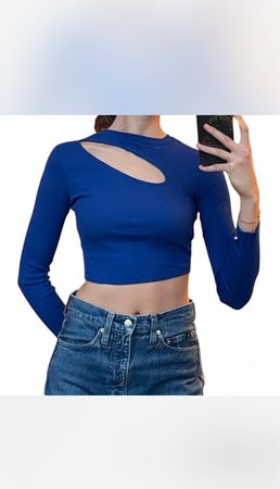 Pigalle blue cropped top – Size XXS (fits XS–S)