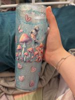 Trinkbecher Fee Pilz Haus Glitzer neu