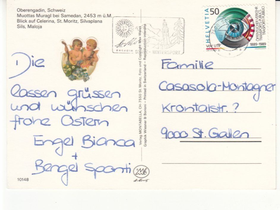 Cartoline postali: Oberengadin 1989 – Usato da Bürglen TG venduto da StampGraf 1