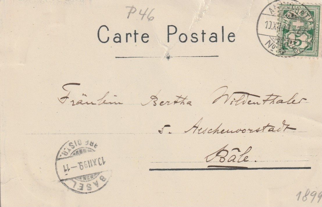 Cartoline postali: P 46 Vevey mit Wappen etc., 1899 – Usato da Freienbach venduto da Bhaltis 1