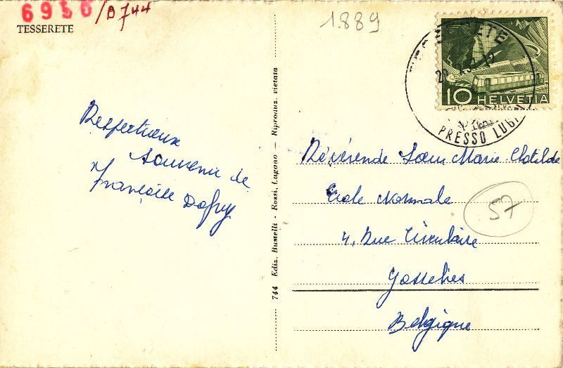 Cartoline postali: Tesserete + 1957 – Usato da Emmenbrücke venduto da teestube 1